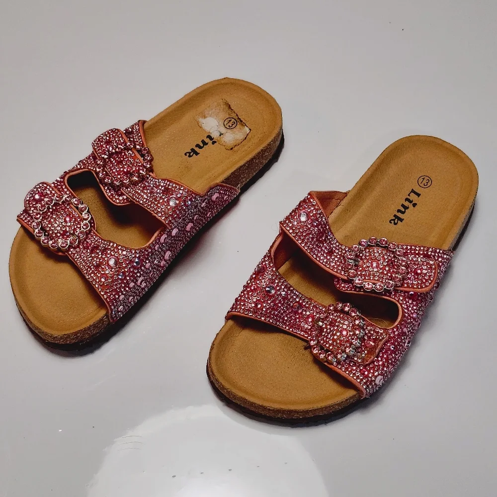Link Pink Rhinestone Little Girls Sandals Size 13. - Picture 13 of 13